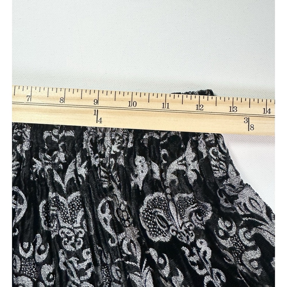 Double D Ranch Wear LARGE Black Silver Velvet Pull On Tiered Maxi Romantic Skirt - Picture 12 of 14
